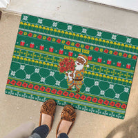 Togo Christmas Rubber Doormat with Santa Poinsettia Flower Tree Gifts and African Print Pattern - Wonder Print Shop