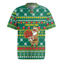 Togo Christmas Rugby Jersey with Santa Poinsettia Flower Tree Gifts and African Print Pattern - Wonder Print Shop