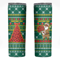 Togo Christmas Skinny Tumbler with Santa Poinsettia Flower Tree Gifts and African Print Pattern - Wonder Print Shop