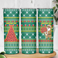 Togo Christmas Skinny Tumbler with Santa Poinsettia Flower Tree Gifts and African Print Pattern - Wonder Print Shop