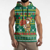 Togo Christmas Sleeveless Hoodie with Santa Poinsettia Flower Tree Gifts and African Print Pattern - Wonder Print Shop