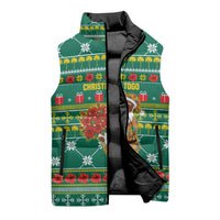 Togo Christmas Sleeveless Puffer Jacket with Santa Poinsettia Flower Tree Gifts and African Print Pattern - Wonder Print Shop