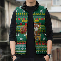 Togo Christmas Sleeveless Puffer Jacket with Santa Poinsettia Flower Tree Gifts and African Print Pattern - Wonder Print Shop