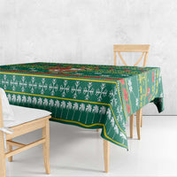 Togo Christmas Tablecloth with Santa Poinsettia Flower Tree Gifts and African Print Pattern - Wonder Print Shop