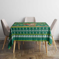 Togo Christmas Tablecloth with Santa Poinsettia Flower Tree Gifts and African Print Pattern - Wonder Print Shop