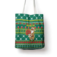 Togo Christmas Tote Bag with Santa Poinsettia Flower Tree Gifts and African Print Pattern - Wonder Print Shop