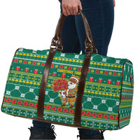 Togo Christmas Travel Bag with Santa Poinsettia Flower Tree Gifts and African Print Pattern - Wonder Print Shop