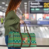 Togo Christmas Travel Bag with Santa Poinsettia Flower Tree Gifts and African Print Pattern - Wonder Print Shop
