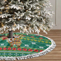 Togo Christmas Tree Skirt with Santa Poinsettia Flower Tree Gifts and African Print Pattern - Wonder Print Shop