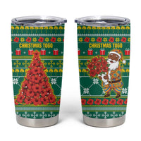 Togo Christmas Tumbler Cup with Santa Poinsettia Flower Tree Gifts and African Print Pattern - Wonder Print Shop