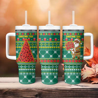 Togo Christmas Tumbler With Handle with Santa Poinsettia Flower Tree Gifts and African Print Pattern - Wonder Print Shop