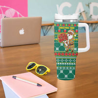 Togo Christmas Tumbler With Handle with Santa Poinsettia Flower Tree Gifts and African Print Pattern - Wonder Print Shop