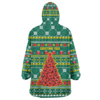 Togo Christmas Wearable Blanket Hoodie with Santa Poinsettia Flower Tree Gifts and African Print Pattern - Wonder Print Shop