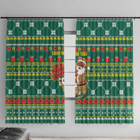 Togo Christmas Window Curtain with Santa Poinsettia Flower Tree Gifts and African Print Pattern - Wonder Print Shop