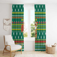 Togo Christmas Window Curtain with Santa Poinsettia Flower Tree Gifts and African Print Pattern - Wonder Print Shop