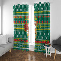 Togo Christmas Window Curtain with Santa Poinsettia Flower Tree Gifts and African Print Pattern - Wonder Print Shop