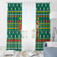 Togo Christmas Window Curtain with Santa Poinsettia Flower Tree Gifts and African Print Pattern - Wonder Print Shop