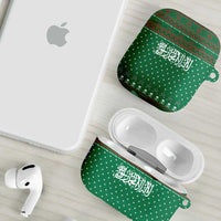 Saudi Arabia Christmas AirPods Case with Green Pattern, Traditional Script Motif, and Camel Caravan Silhouette - Wonder Print Shop