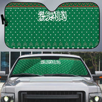 Saudi Arabia Christmas Auto Sun Shade with Green Pattern, Traditional Script Motif, and Camel Caravan Silhouette - Wonder Print Shop