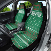 Saudi Arabia Christmas Car Seat Cover with Green Pattern, Traditional Script Motif, and Camel Caravan Silhouette - Wonder Print Shop