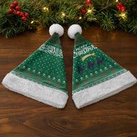 Saudi Arabia Christmas Santa Hat with Green Pattern, Traditional Script Motif, and Camel Caravan Silhouette - Wonder Print Shop
