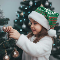 Saudi Arabia Christmas Santa Hat with Green Pattern, Traditional Script Motif, and Camel Caravan Silhouette - Wonder Print Shop