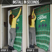Saudi Arabia Christmas Door Cover with Green Pattern, Traditional Script Motif, and Camel Caravan Silhouette - Wonder Print Shop