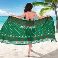 Saudi Arabia Christmas Sarong with Green Pattern, Traditional Script Motif, and Camel Caravan Silhouette - Wonder Print Shop