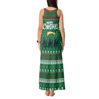 Saudi Arabia Christmas Tank Maxi Dress with Green Pattern, Traditional Script Motif, and Camel Caravan Silhouette - Wonder Print Shop
