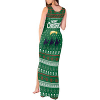 Saudi Arabia Christmas Tank Maxi Dress with Green Pattern, Traditional Script Motif, and Camel Caravan Silhouette - Wonder Print Shop