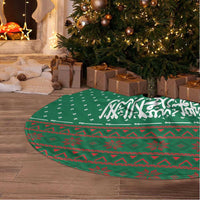 Saudi Arabia Christmas Tree Skirt with Green Pattern, Traditional Script Motif, and Camel Caravan Silhouette - Wonder Print Shop