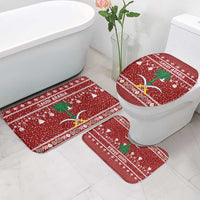 Saudi Arabia Christmas Bathroom Set with Red Festive Pattern, National Emblem with Palm and Swords, and Map Motif - Wonder Print Shop