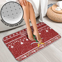 Saudi Arabia Christmas Bathroom Set with Red Festive Pattern, National Emblem with Palm and Swords, and Map Motif - Wonder Print Shop