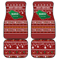 Saudi Arabia Christmas Car Mats with Red Festive Pattern, National Emblem with Palm and Swords, and Map Motif - Wonder Print Shop