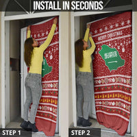 Saudi Arabia Christmas Door Cover with Red Festive Pattern, National Emblem with Palm and Swords, and Map Motif - Wonder Print Shop