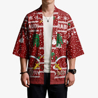 Saudi Arabia Christmas Kimono with Red Festive Pattern, National Emblem with Palm and Swords, and Map Motif - Wonder Print Shop