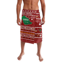Saudi Arabia Christmas Lavalava with Red Festive Pattern, National Emblem with Palm and Swords, and Map Motif - Wonder Print Shop