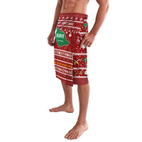 Saudi Arabia Christmas Lavalava with Red Festive Pattern, National Emblem with Palm and Swords, and Map Motif - Wonder Print Shop