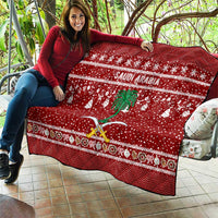 Saudi Arabia Christmas Quilt with Red Festive Pattern, National Emblem with Palm and Swords, and Map Motif - Wonder Print Shop
