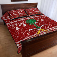 Saudi Arabia Christmas Quilt Bed Set with Red Festive Pattern, National Emblem with Palm and Swords, and Map Motif - Wonder Print Shop