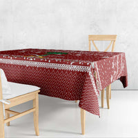 Saudi Arabia Christmas Tablecloth with Red Festive Pattern, National Emblem with Palm and Swords, and Map Motif - Wonder Print Shop
