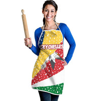 Seychelles Christmas Apron with Flag Colors Pattern, Tropical Bird Motif, and National Coat of Arms - Wonder Print Shop