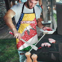 Seychelles Christmas Apron with Flag Colors Pattern, Tropical Bird Motif, and National Coat of Arms - Wonder Print Shop