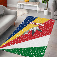 Seychelles Christmas Area Rug with Flag Colors Pattern, Tropical Bird Motif, and National Coat of Arms - Wonder Print Shop