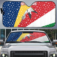 Seychelles Christmas Auto Sun Shade with Flag Colors Pattern, Tropical Bird Motif, and National Coat of Arms - Wonder Print Shop