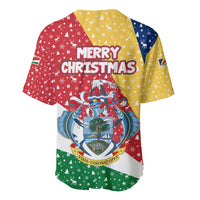 Seychelles Christmas Baseball Jersey with Flag Colors Pattern, Tropical Bird Motif, and National Coat of Arms - Wonder Print Shop