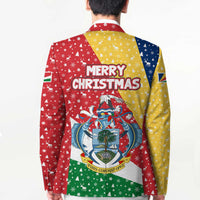 Seychelles Christmas Blazer with Flag Colors Pattern, Tropical Bird Motif, and National Coat of Arms - Wonder Print Shop