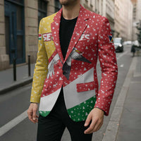 Seychelles Christmas Blazer with Flag Colors Pattern, Tropical Bird Motif, and National Coat of Arms - Wonder Print Shop