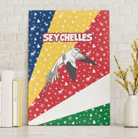 Seychelles Christmas Canvas Wall Art with Flag Colors Pattern, Tropical Bird Motif, and National Coat of Arms - Wonder Print Shop