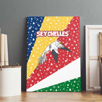 Seychelles Christmas Canvas Wall Art with Flag Colors Pattern, Tropical Bird Motif, and National Coat of Arms - Wonder Print Shop